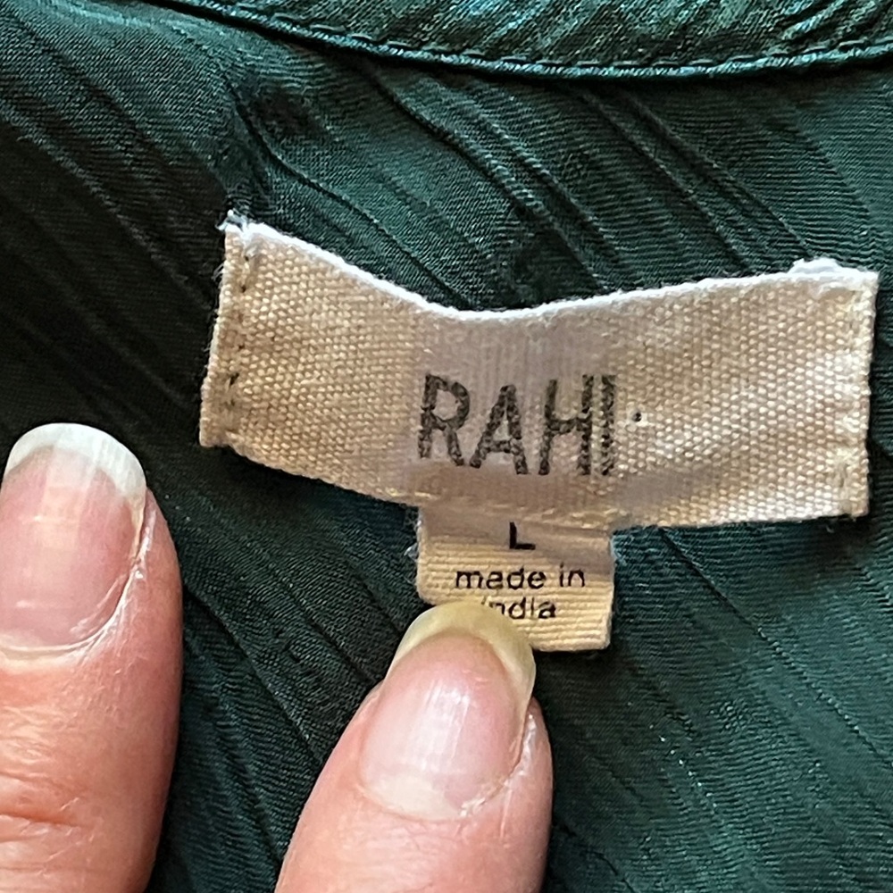 Anthropologie RAHI evening satin dress. Cowl neckline, long sleeves. Green. M - Picture 14 of 14
